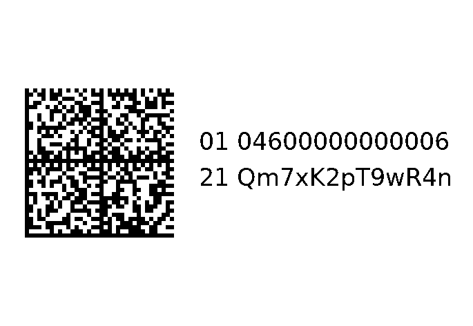 Пример этикетки 58×40 мм с кодом DataMatrix, которую строит сервис